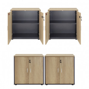 Comoda Model Lotus, Stejar/Gri inchis, 160x40,5x80 cm - Img 3