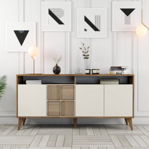 Comoda Model Milan, Nuc/Crem, 160x35x78 cm - Img 1