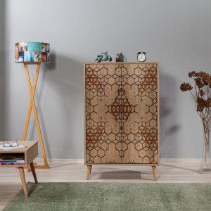 Comoda Model Multibox V1, Stejar sonoma, 80x36x127 cm - Img 2