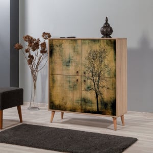Comoda Model Multilux, Stejar sonoma, 95x36x111 cm - Img 1