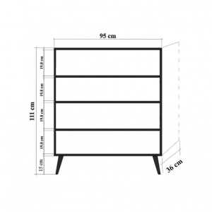 Comoda Model Multilux, Stejar sonoma, 95x36x111 cm - Img 9