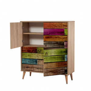 Comoda Model Multilux, Stejar sonoma, 95x36x111 cm - Img 7