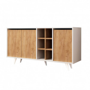 Comoda Model Prava, Stejar/Alb, 140x40x86 cm - Img 4