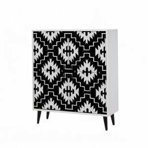 Comoda Model Swan, Alb/Negru, 95x36x111 cm - Img 3