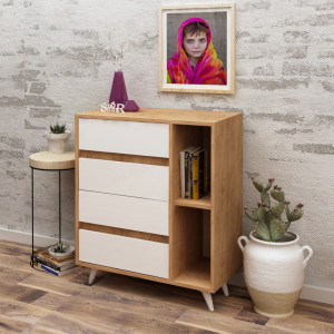 Comoda Model Tsela, Stejar/Alb, 70x40x86 cm - Img 2