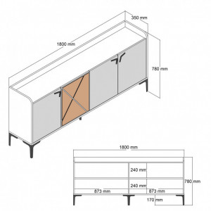 Comoda Model Venedik, Nuc, 180x35x78 cm - Img 7