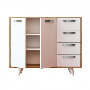 Comoda Model Waga, Stejar/Alb, 100x35x82 cm - Img 3