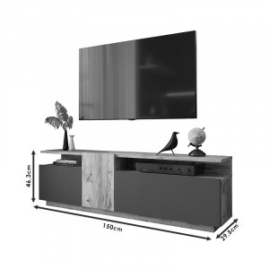 Comoda TV Elana sonoma - alb 150x29.5x46.3cm - Img 6