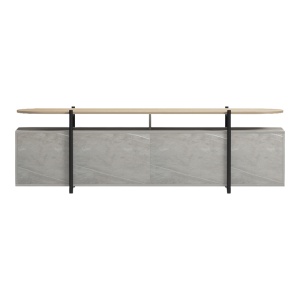 Comoda TV Medousa, Sonoma/Gri-bej cu aspect de marmura, 160 x 35,5 x 50 cm - Img 6