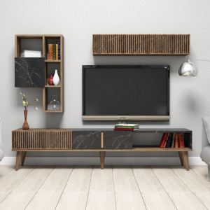 Comoda TV Milan - Walnut, Negru - Img 3