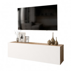 Comoda TV Pako World, Model Serit, xx cm, Alb/Stejar - Img 1
