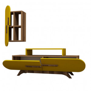 Comoda TV Rose S - Walnut, Yellow - Img 4