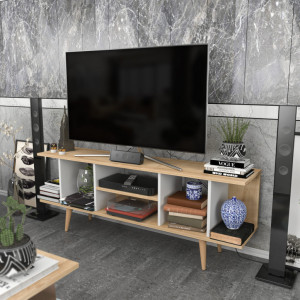 Comoda TV Salvador, Model Akya, 160x38.6x35 cm, Stejar safir/Alb - Img 4
