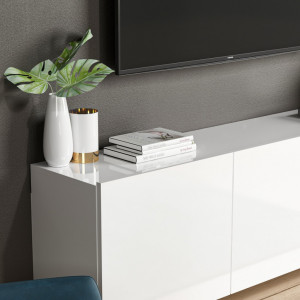 Comoda TV Salvador, Model Alb, 150x44x31 cm, Alb - Img 5