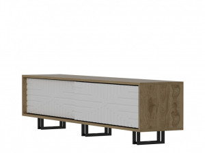 Comoda TV Salvador, Model Askal, 180x47.4x35 cm, Stejar/Alb - Img 3