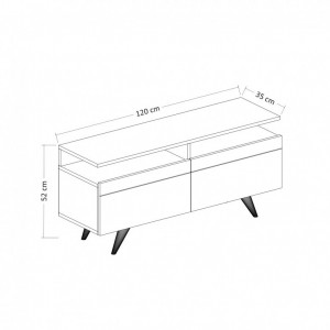 Comoda TV Salvador, Model Berlin120, 120x52x35 cm, Stejar/Alb - Img 6