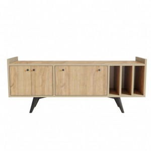 Comoda TV Salvador, Model Brukge, 150x56x40 cm, Stejar - Img 4