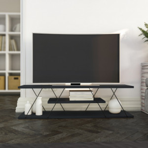 Comoda TV Salvador, Model Canaz, 120x33x30 cm, Antracit/Gri - Img 2