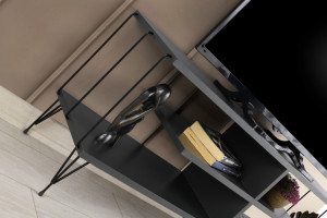Comoda TV Salvador, Model Eze, 120x44.5x30 cm, Antracit - Img 3