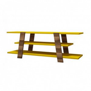 Comoda TV Salvador, Model Flower, 120x42x33.6 cm, Nuc/Galben - Img 3