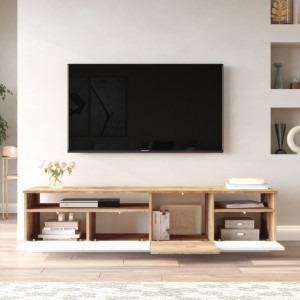 Comoda TV Salvador, Model FR5, 180x44.6x44.5 cm, Pin Atlantic/Alb - Img 4