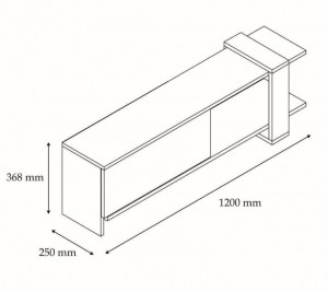 Comoda TV Salvador, Model Funda, 120x36.8x25 cm, Alb/Antracit - Img 4
