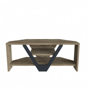 Comoda TV Salvador, Model Karin, 90x36.8x35 cm, Nuc/Negru - Img 6