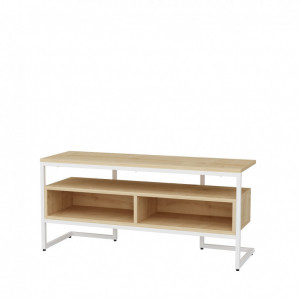Comoda TV Salvador, Model Merrion, 110x49.9x35 cm, Alb/Stejar - Img 5
