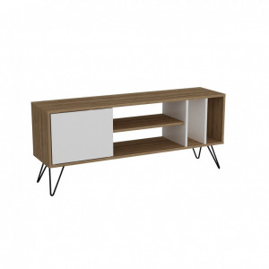 Comoda TV Salvador, Model Mistico, 140x58.7x35.5 cm, Nuc/Negru/Alb - Img 3