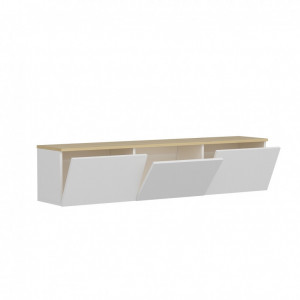 Comoda TV Salvador, Model Neon, 160x35x32 cm, Alb/Stejar - Img 5