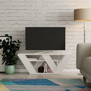 Comoda TV Salvador, Model Pipralla, 110x40x30 cm, Alb - Img 5