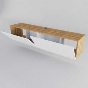 Comoda TV Salvador, Model Poling, 159.7x34.1x36.8 cm, Alb/Nuc - Img 4