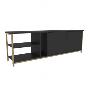 Comoda TV Salvador, Model Primrose, 160x50.8x35.3 cm, Antracit/Auriu - Img 4