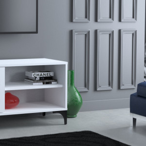 Comoda TV Salvador, Model Revival, 100x54x42 cm, Alb - Img 3