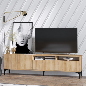 Comoda TV Salvador, Model Ross, 180x52x35 cm, Stejar - Img 2
