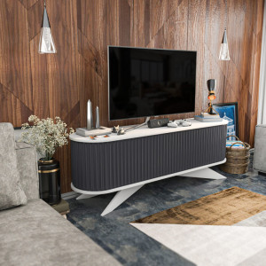 Comoda TV Salvador, Model Stor, 180x60x43 cm, Antracit/Alb - Img 6