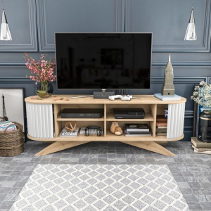 Comoda TV Salvador, Model Stor, 180x60x43 cm, Stejar safir/Alb - Img 12