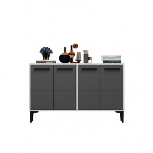 Comoda TV Salvador, Model Stria, 120x75x30 cm, Alb/Antracit - Img 5