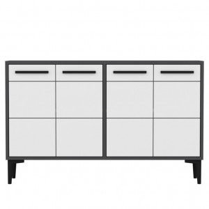 Comoda TV Salvador, Model Stria, 120x75x30 cm, Antracit/Alb - Img 6