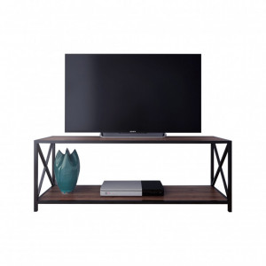 Comoda TV Salvador, Model Xena, 120x45.7x33 cm, Negru/Nuc - Img 4
