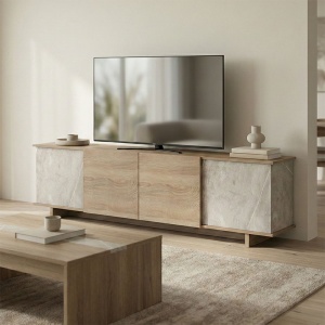 Comodă TV Zafore, stejar sonoma/gri-bej, 180x33x50 cm