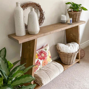 Consola Model Edgar, Nuc, 139x29x90 cm, blat lemn masiv - Img 2