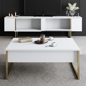 Consola TV Luxe Alb 180x30x50 cm - Img 5