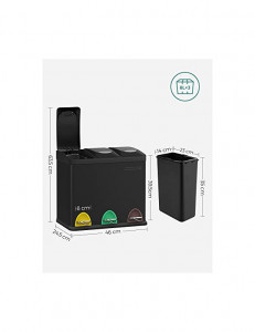 Cos de reciclare, Songmics, 3 x 8L, LTB24BK, Negru - Img 5