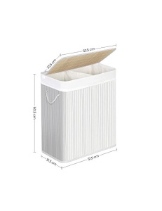 Cos de rufe, Songmics, 100L, Alb, LCB64WT, 51 x 31 x 60 cm - Img 5