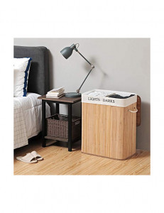Cos de rufe, Songmics, Lemn, Natural, LCB64Y, 100L, 52 x 32 x 62 cm - Img 2