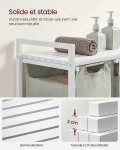 Cos de rufe, Vasagle, Alb, 92.5×33×72 cm - Img 4