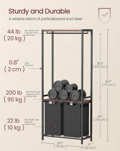 Cos de rufe, Vasagle, Maro-Negru, 73x33x175 cm - Img 5