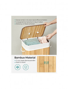 Cos pentru rufe, Songmics, 40 x 30 x 60 cm, 72 L, LCB10Y, Natural - Img 3