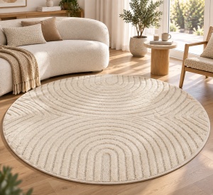 Covor Rotund VivaDeco Art V2, D80 cm, Crem, 100% Polipropilena, Fir 8 mm, 1900 g/mp, OEKO-TEX Standard 100